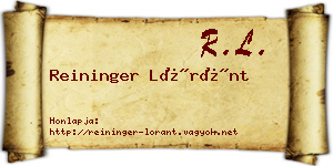 Reininger Lóránt névjegykártya